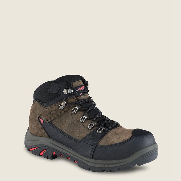 Red Wing Hiking Boots Trades - 5-inch Waterproof Safety Toe - Brown/Black - Mens PXZ812570